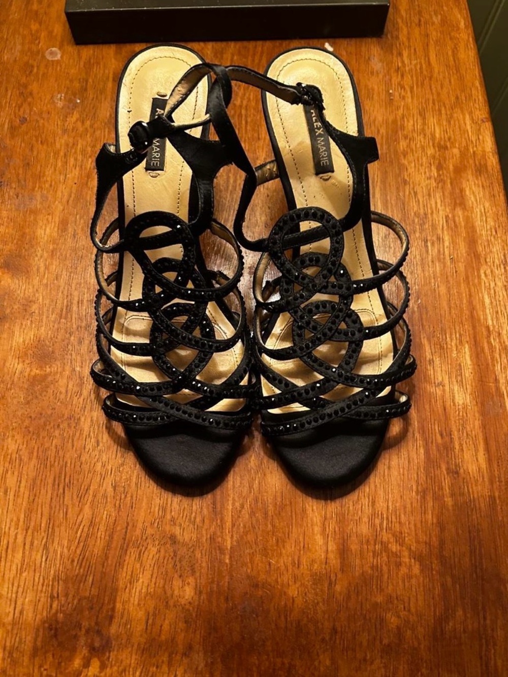 Alex Marie Black Embellished Strappy Heels